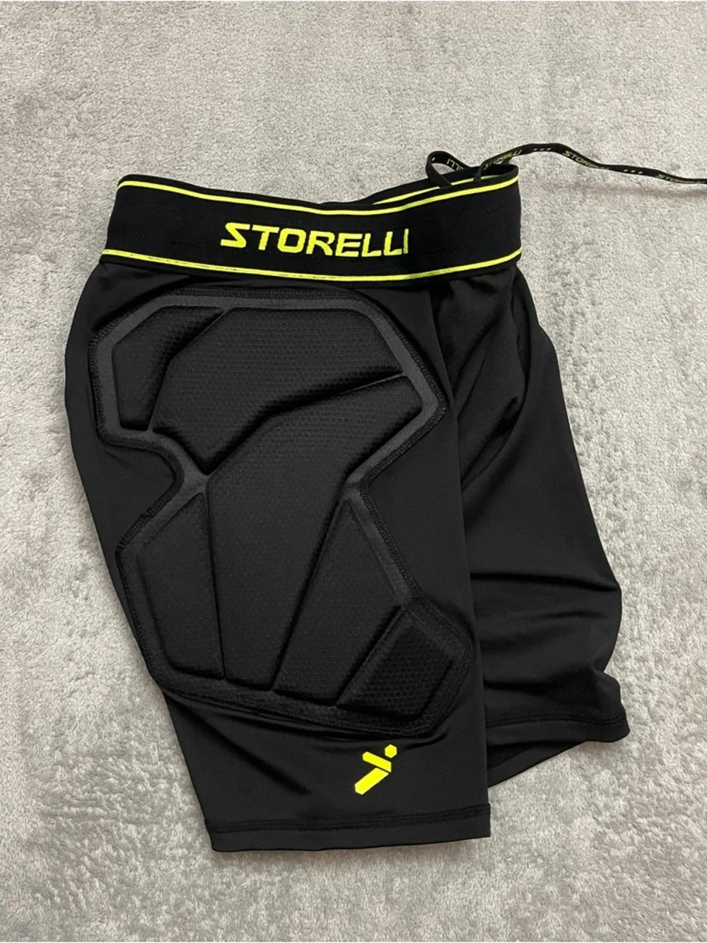Storelli Youth Padded Goalkeeper Shorts Boys YM Black Compression Soccer